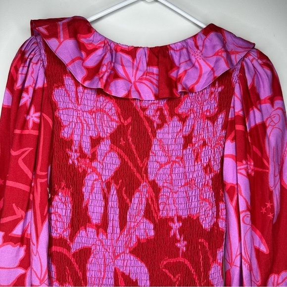 New Farm Rio Living Nature Dress Red Purple Long Sleeve Size S - Picture 8 of 16
